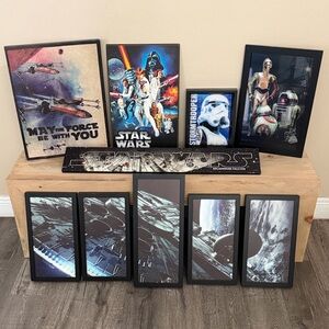 Star Wars Wall Art Bundle – Framed Prints & 3D Millennium Falcon Set (6 Pieces)